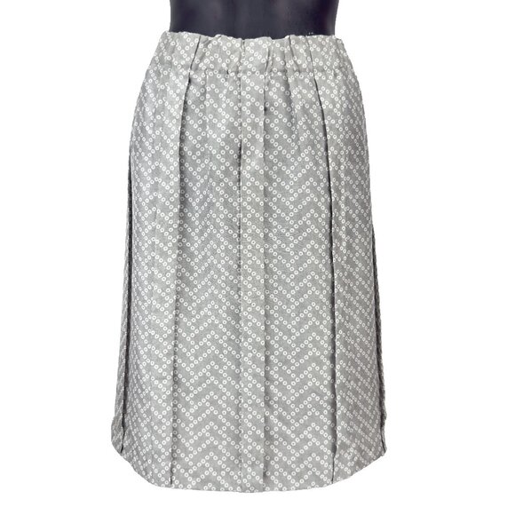 Dries Van Noten Dresses & Skirts - DRIES VAN NOTEN Silk Pleated Office Dot Circles Patterned Grey White Skirt sz 40